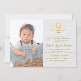 Invitación Luxury Photo Boy Gold Chalice Holy Communición