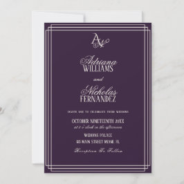 Invitación Luxury Plum Monogram Wedding