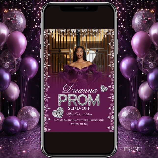 Invitación Luxury Purple Elegant Prom Send-Off Invitation (Subido por el creador)