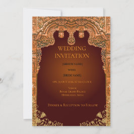 Invitación Luxury Red and Gold Wedding Invitation