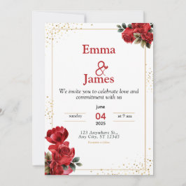 Invitación Luxury Red Floral Wedding Invitation
