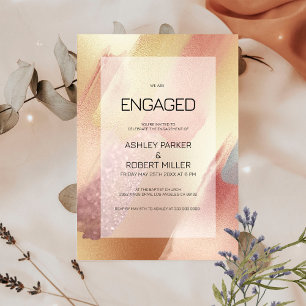 Invitación Luxury Rose-Gold and Gray Brush Strokes