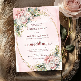 Invitación Luxury Rose Gold Blush Floral Wedding Invitation