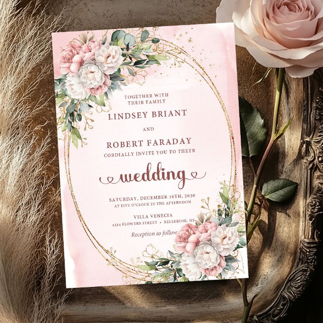 Invitación Luxury Rose Gold Blush Floral Wedding Invitation (Luxury Rose Gold Blush Floral Wedding Invitation)