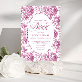 Invitación Luxury Rose Gold Toile Roses Floral Bridal Shower 