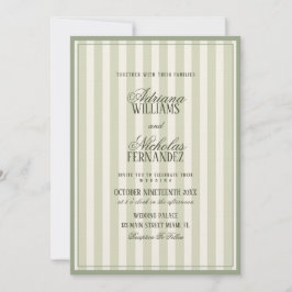 Invitación Luxury Sage Green Striped Wedding