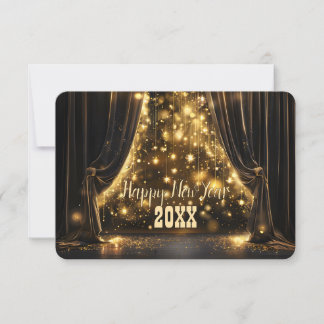 Invitación Luxury Velvet Curtain Golden Glow New Year  Card