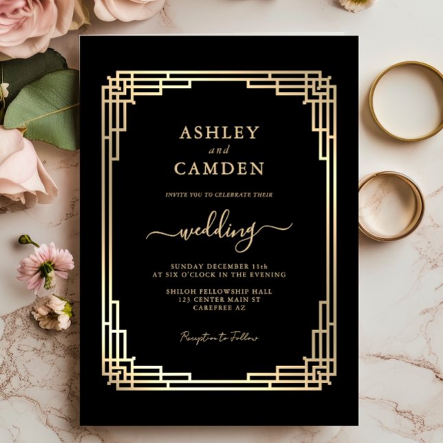 Invitación Luxury Vintage Gold Frame Wedding (Subido por el creador)