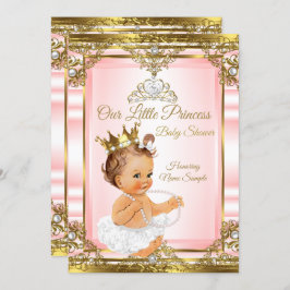 Invitación Luz Baby Shower de la Princesa de Perla Blanca de 