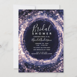 Invitación Luz Brillante Violeta Purpura Glam Ducha de Novia
