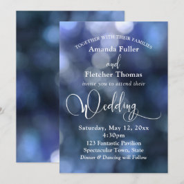 Invitación Luz de Bokeh Azul y Tipografía 32 Boda 3