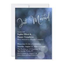 Luz de Bokeh Azul y Tipografía "Recién Casados"