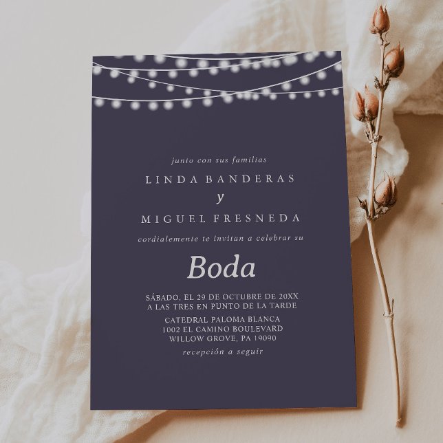 Invitación Luz de cadena blanca Boda Boda español (Subido por el creador)