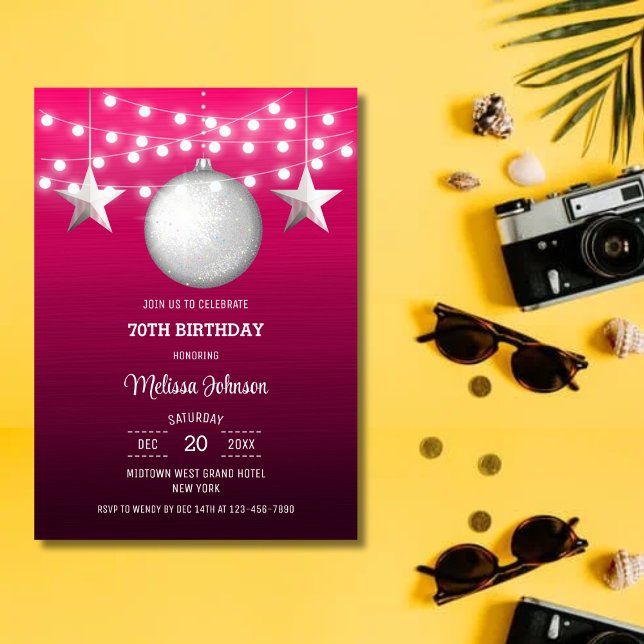 Invitación Luz de cadena de estrella de plata Cumpleaños grad (Subido por el creador)