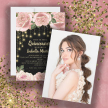 Luz de cadena de oro negro rosa Quinceañera