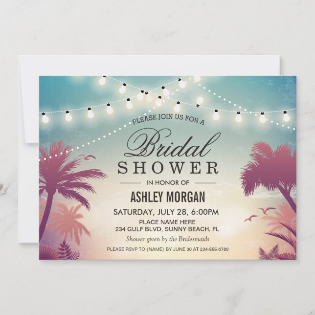 Invitación Luz de cadena de verano Sunset Outdoor Bridal Show (Anverso)