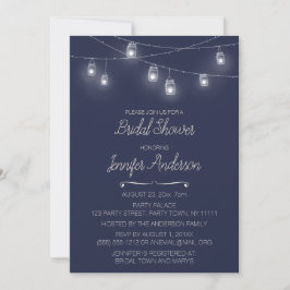 Invitación Luz de cadena Mason Jar Blue Bridal Shower