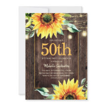 Luz de Cuerda de Girasol Rústico Cumpleaños 50