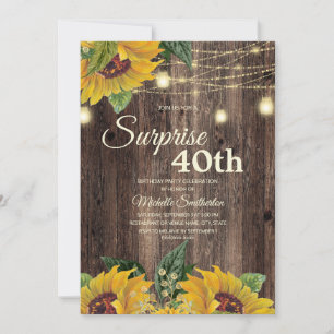 Invitación Luz de Cuerda de Girasol Rústico Sorpresa 40