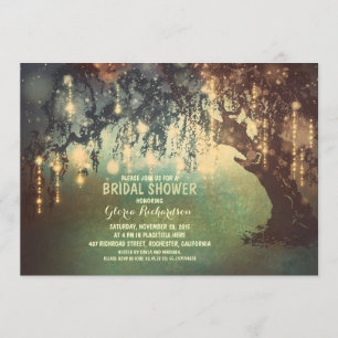 Invitación luz de cuerdas brillantes árbol ducha de novia