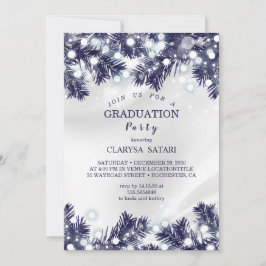 Invitación Luz de flor azul elegante fiesta de congratulación