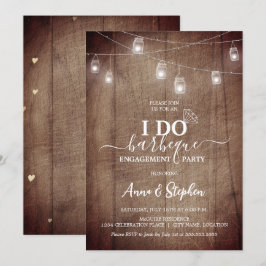 Invitación Luz de frasco de albañil rústico I Do BBQ Fiesta d