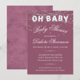 Invitación Luz de la cuerda del bebé Globo rosa milenio