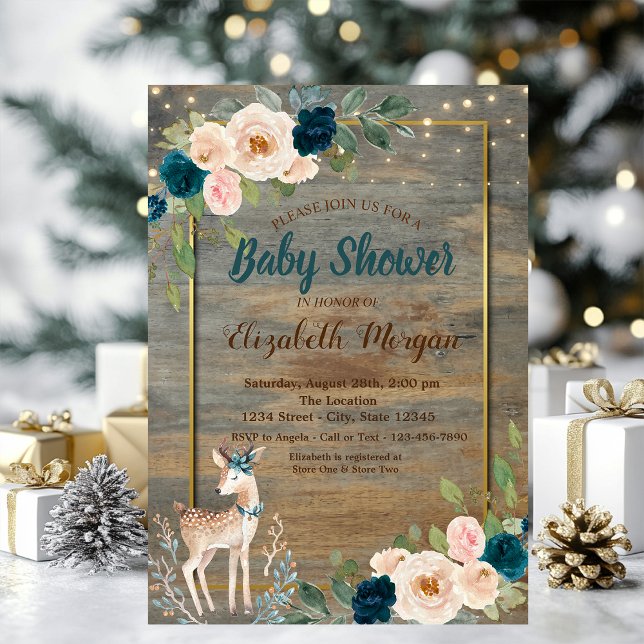 Invitación Luz de la cuerda del venado bebé, Baby Shower de l (Subido por el creador)