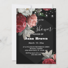 Invitación Luz de la cuerda floral de Borgoña Bridal Shower