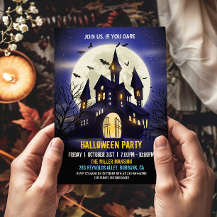Invitación Luz de la luna Hauned House Spooky Halloween Party