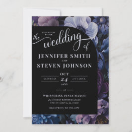 Invitación Luz de luna botánica | Boda floral gótico