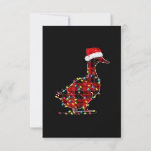 Invitación Luz de Navidad Pato Divertido Cuadro Rojo Combinan
