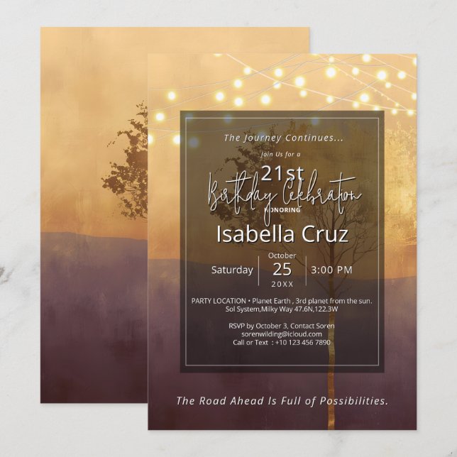 Invitación Luz de pie | Diseño minimalista (Anverso / Reverso)