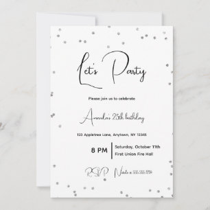 Invitación Luz de plata totalmente personalizable para fiesta