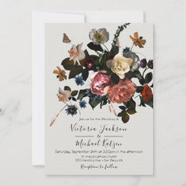 Invitación Luz floral neoclásica y Boda aéreo