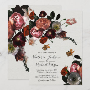 Invitación Luz floral neoclásica y Boda de ventilación