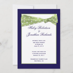 Invitación Luz Morada Oscura Lunares Verde Claro Post Boda Ce