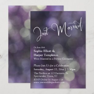 Invitación Luz morada y tipografía "recién casada"