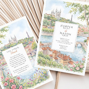 Invitación Lyon Francia Basílica Fourviere Saone Boda