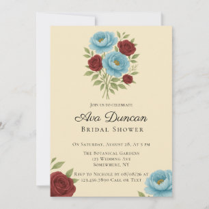 Invitación Lyons Blue Peony & Red Roses Brises Brises Shower