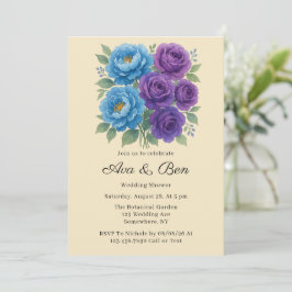 Invitación Lyons Blue Peony y Fig Purple Rosa Wedding Shower