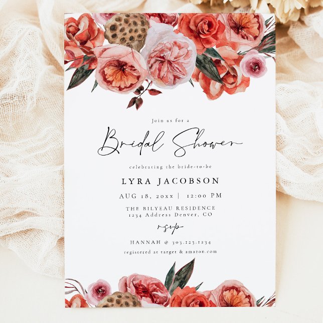 Invitación LYRA Bohemian Caída Floral Bridal Shower (Subido por el creador)