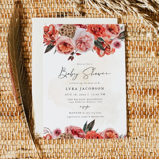 Invitación LYRA Bohemian Chica Fall Floral Baby Shower (Subido por el creador)