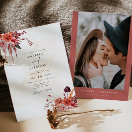 Invitación LYRA Bohemian Fall Boda de fotografía floral de ot
