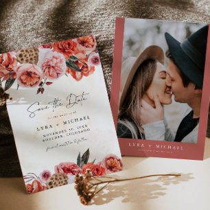 Invitación LYRA Bohemian Otoño Floral Flor de Otoño Guardar l