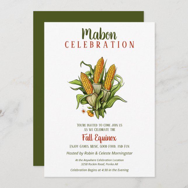 Invitación Mabon Fall Equinox Harvest Corn Bouquet (Anverso / Reverso)