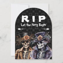 Macabre Naranja y morado acuarela Skeleton