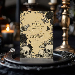 Invitación Macabro cráneo gótico y soirée de Halloween de pol