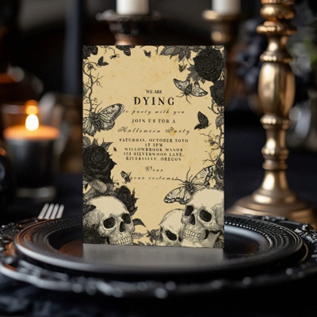 Invitación Macabro cráneo gótico y soirée de Halloween de pol (Subido por el creador)