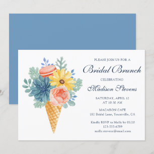 Invitación Macarón de Suculenta Floral   Brunch Nupcial